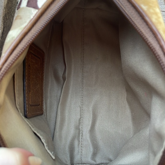 Authentic Tan Brown Animal Cheetah Print Canvas Leather Coach Mini Bag Purse - Picture 12 of 13